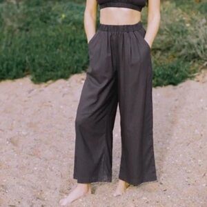 Ozma CROP WIDE LEG Regen Silk Noil pants charcoal XS
